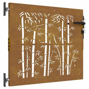 vidaXL Port&atilde;o de jardim 85x75 cm a&ccedil;o corten design bambu