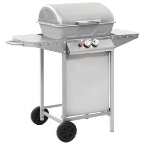 vidaXL Grelhador a g&aacute;s com 2 zonas de cozinhar a&ccedil;o inoxid&aacute;vel prateado