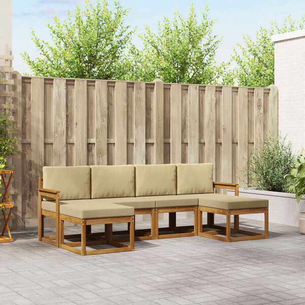 vidaXL Conjunto de Sof&aacute;s para Exterior 6 pcs Natural e Bege