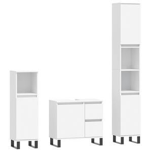 vidaXL 3 pcs conjunto m&oacute;veis casa de banho derivados de madeira branco