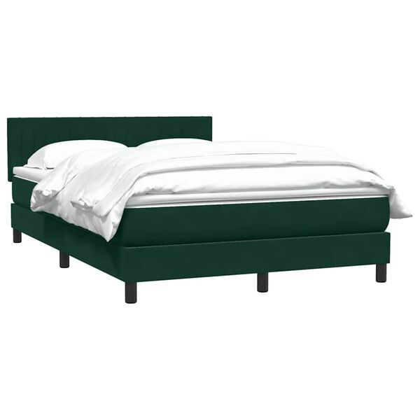 vidaXL Cama box spring com colch&atilde;o 160x210 cm veludo verde escuro