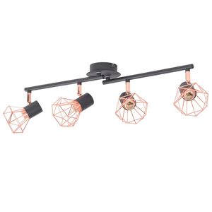 vidaXL Candeeiro de teto com 4 focos E14 preto e cobre