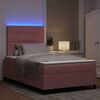vidaXL Cama Box Spring LED com colch&atilde;o Rosa 120 x 190 cm tecido