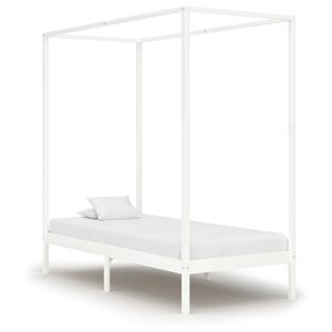 vidaXL Estrutura de cama com toldo 100x200 cm pinho maci&ccedil;o branco