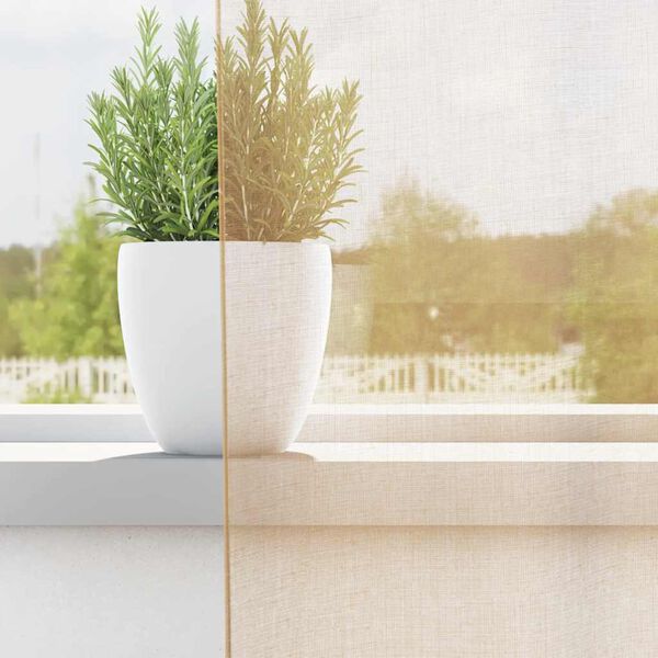 vidaXL Cortinas de voile com laços 2 pcs areia 140x140 cm