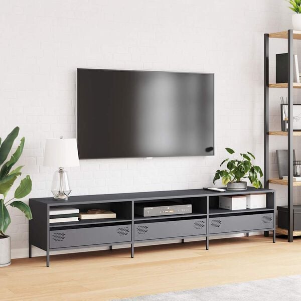 vidaXL Móvel de TV 202x39x43,5 cm aço laminado a frio antracite