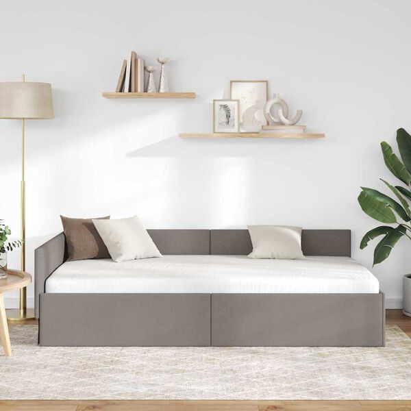 vidaXL Estrutura de Cama de Canto Cinzento-acastanhado 90 cm x 200 cm