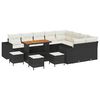 vidaXL Conjunto de Sof&aacute; de Jardim com almofada 13 pcs Preto vime PE