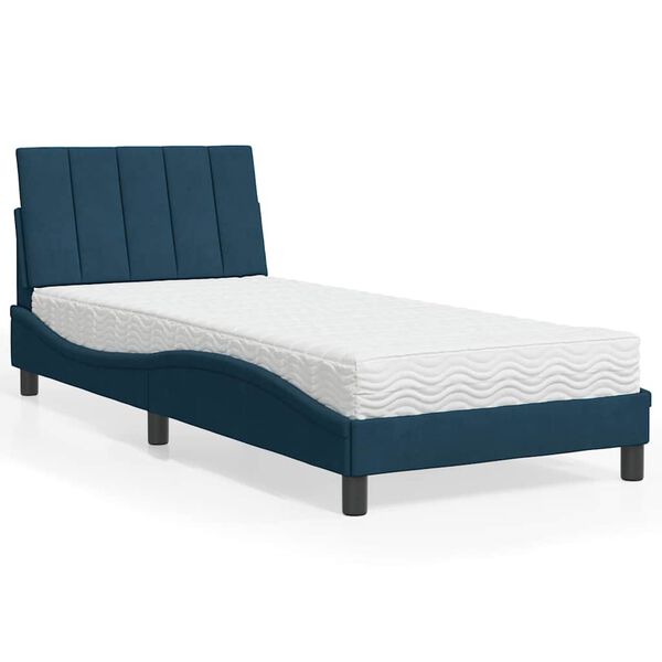 vidaXL Cama com colch&atilde;o Hanko 80x200 cm veludo azul