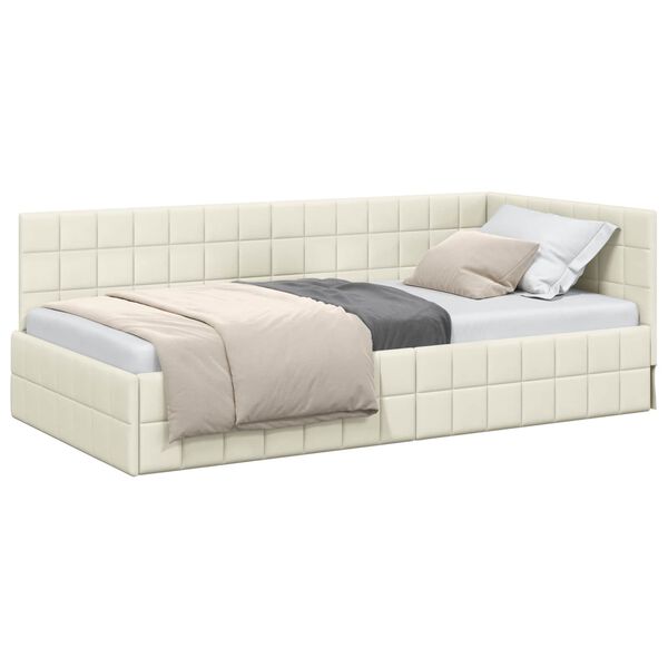 vidaXL Estrutura de Cama de Canto Creme 90 cm x 190 cm Veludo