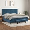 vidaXL Cama com molas/colch&atilde;o 200x200 cm veludo azul-escuro