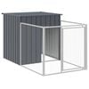 vidaXL Casota para c&atilde;es com parque a&ccedil;o galvanizado antracite