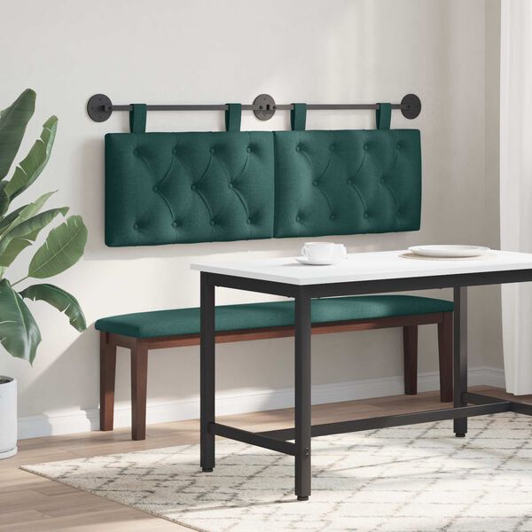 vidaXL Cabeceira Suspensa Verde Escuro 150 x 55 x 7 cm tecido