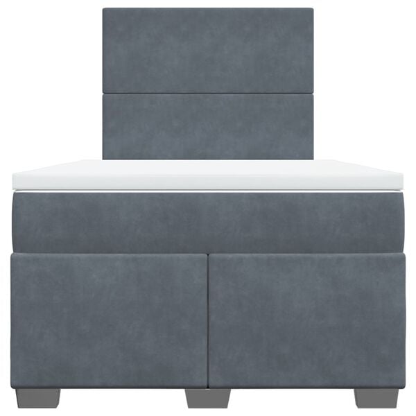 vidaXL Cama boxspring com colchão 120x190 cm veludo cinzento-escuro