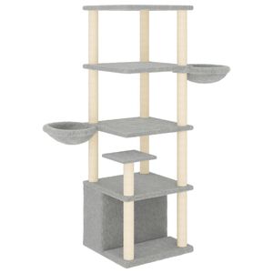 vidaXL &Aacute;rvore p/ gatos c/ postes arranhadores sisal 147 cm cinza-claro