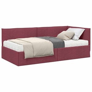 vidaXL Estrutura de Cama de Canto com Colch&atilde;o 2 unid. Vinho Vermelho