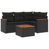 vidaXL 5 pcs conjunto sof&aacute;s de jardim com almofad&otilde;es vime PE preto