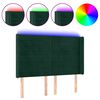 vidaXL Cabeceira de cama c/ LED veludo 147x16x118/128 cm verde-escuro