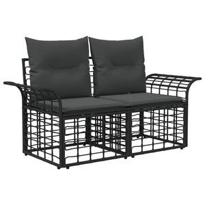 vidaXL Loveseat ao ar livre 2 pcs Preto e Cinza Escuro vime PE