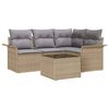 vidaXL Conjunto de Sof&aacute; de Jardim com armazenamento 5 pcs Bege vime PE