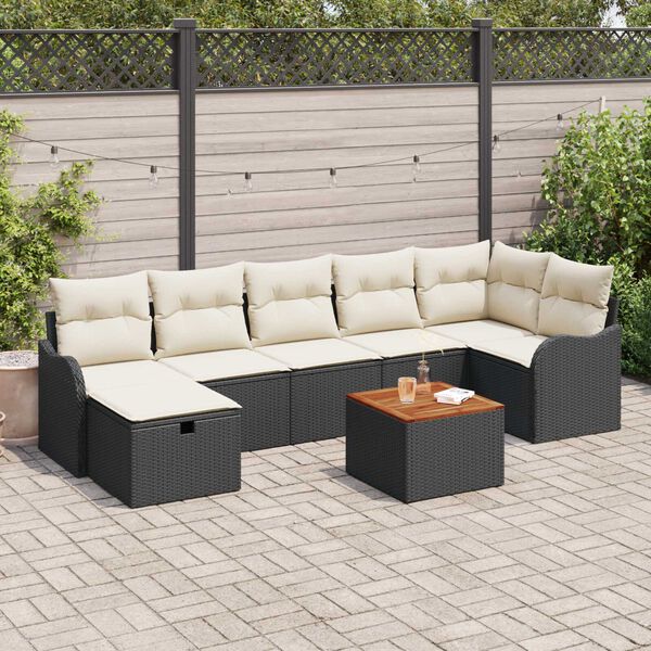 vidaXL Conjunto de Sof&aacute; de Jardim 8 pcs Preto Rattan Sint&eacute;tico
