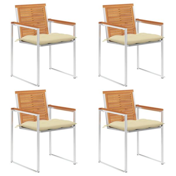 vidaXL Cadeiras de jardim c/ almofad&otilde;es 4 pcs madeira de ac&aacute;cia maci&ccedil;a