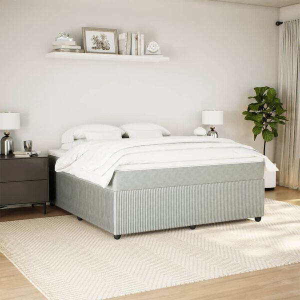 vidaXL Cama com molas/colch&atilde;o 180x200 cm veludo cinzento-claro