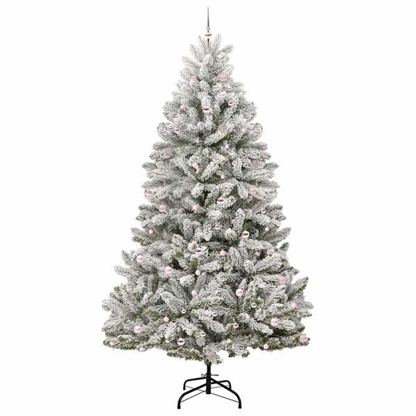 vidaXL &Aacute;rvore de Natal Artificial Verde e Branco 300 cm PVC e Metal