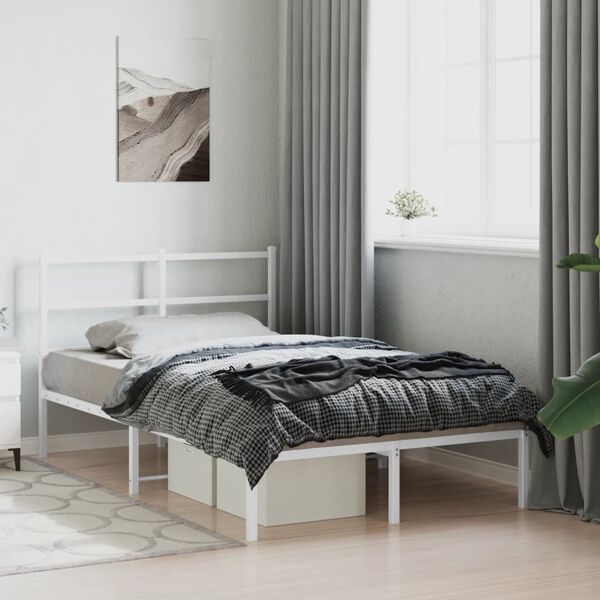 vidaXL Estrutura de cama com cabeceira 120x190 cm metal branco