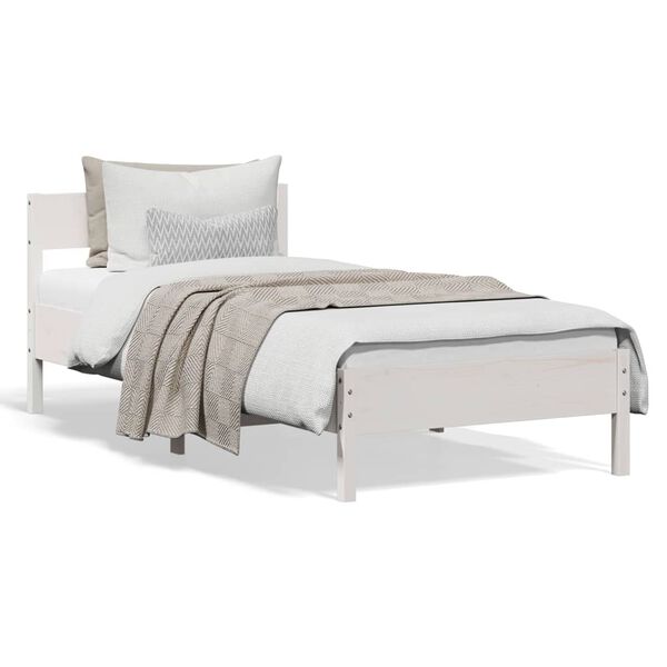 vidaXL Cama sem colch&atilde;o 90x200 cm madeira de pinho maci&ccedil;a branco