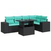 vidaXL 6 pcs conjunto sof&aacute;s de jardim com almofad&otilde;es ac&aacute;cia e vime PE