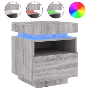 vidaXL Mesa de cabeceira com luzes LED 40x39x48,5 cm cinzento-sonoma