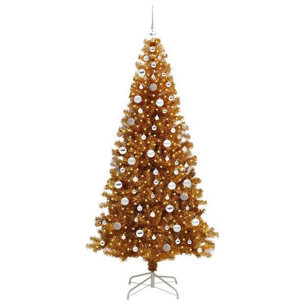 vidaXL &Aacute;rvore de Natal com 300 LEDs com suporte Ouro 210 cm PET