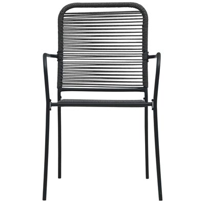 vidaXL Cadeiras de jardim 2 pcs corda de algodão e aço preto