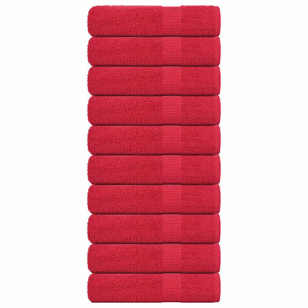 vidaXL Toalhas de m&atilde;os FROGN 10 pcs 50x100 cm 360 g/m&sup2; vermelho