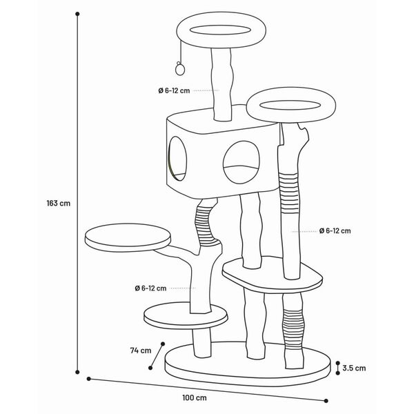 FLAMINGO &Aacute;rvore arranhadora p/ gatos Yuna 100x74x163 cm branco/natural