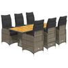 vidaXL 7 pcs conjunto bistr&ocirc; de jardim c/ almofad&otilde;es vime PE cinza