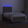 vidaXL Cama box spring colch&atilde;o/LED 120x190cm tecido cinza-acastanhado