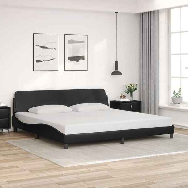 vidaXL Estrutura de cama Dover 193x203cm couro artificial preto