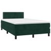 vidaXL Cama box spring com colch&atilde;o e luzes LED veludo verde-escuro