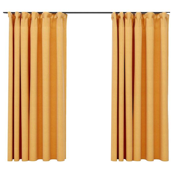 vidaXL Cortinas opacas aspeto linho c/ ganchos 2 pcs 140x175cm amarelo
