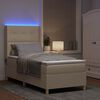 vidaXL Cama Box com fitas LED com cabeceira Creme 90 x 190 cm tecido