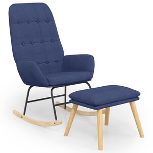 vidaXL Cadeira de baloi&ccedil;o com apoio de p&eacute;s tecido azul
