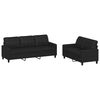 vidaXL 2 pcs conjunto de sof&aacute;s com almofad&otilde;es couro artificial preto