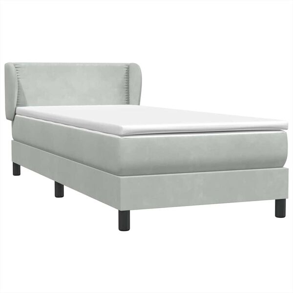 vidaXL Cama com molas/colch&atilde;o 100x220 cm veludo cinza-claro