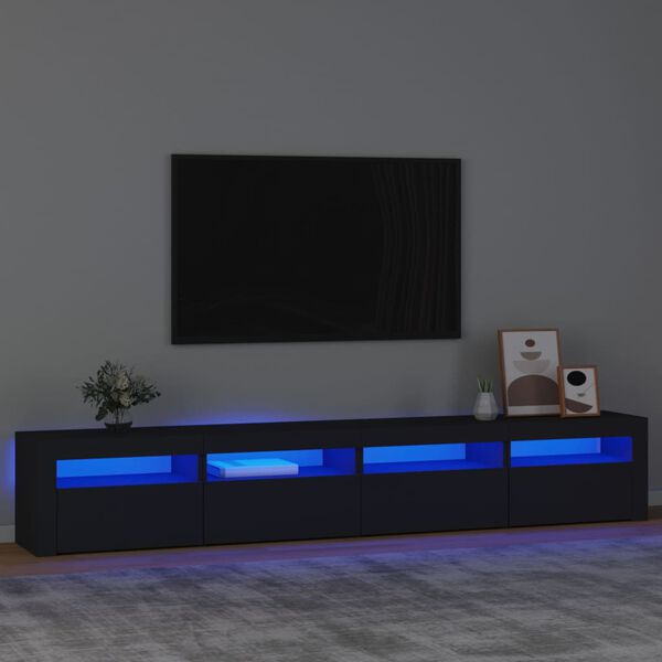 vidaXL Móvel de TV com luzes LED 240x35x40 cm preto