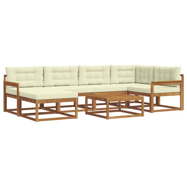 vidaXL Conjunto de Sof&aacute;s para Exterior 7 pcs Natural e Creme