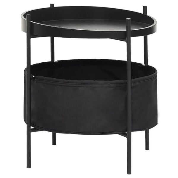 vidaXL Mesa de apoio com cesto 40x40x45,5 cm preto