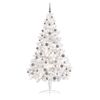 vidaXL Meia &aacute;rvore Natal artificial pr&eacute;-iluminada c/ bolas branco