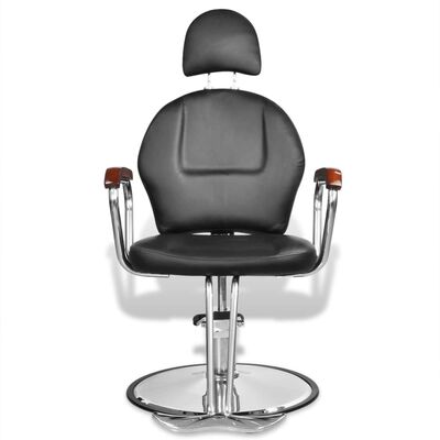 Cadeira cabeleireiro com apoio para a cabeça, pele artificial, preta